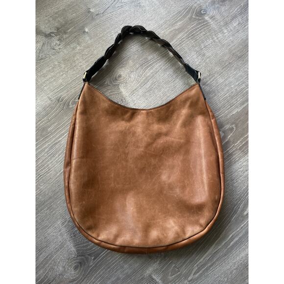 Boden Brown Leather Hobo Shoulder Bag - Large - Woven Strap - Picture 1 of 9